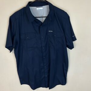 Columbia Navy Short Sleeve Shirt Omni-wick Size Large